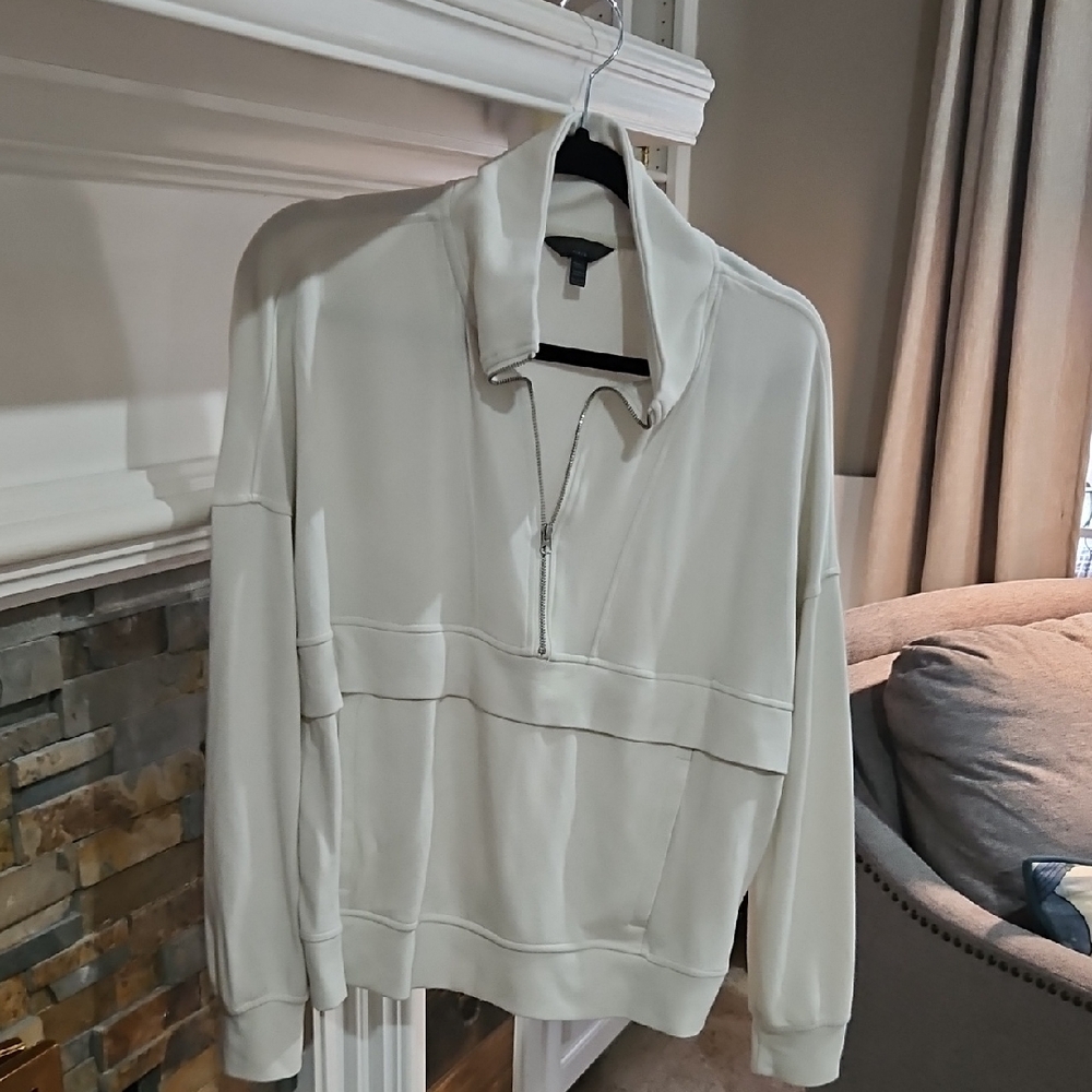 SUPER SOFT Cream Half-Zip Pullover - SMALL